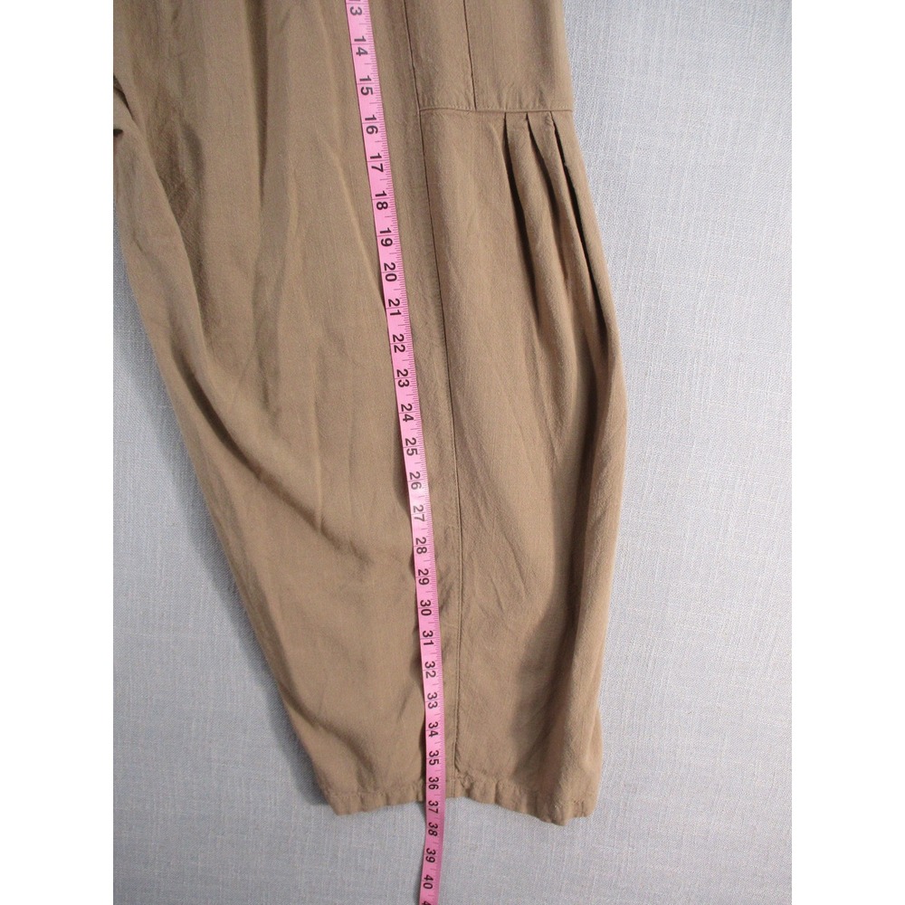 Lagenlook Harem Pants Tan Khaki Elastic Waist Wide Leg Cropped Boho Trousers XL - Picture 6 of 12